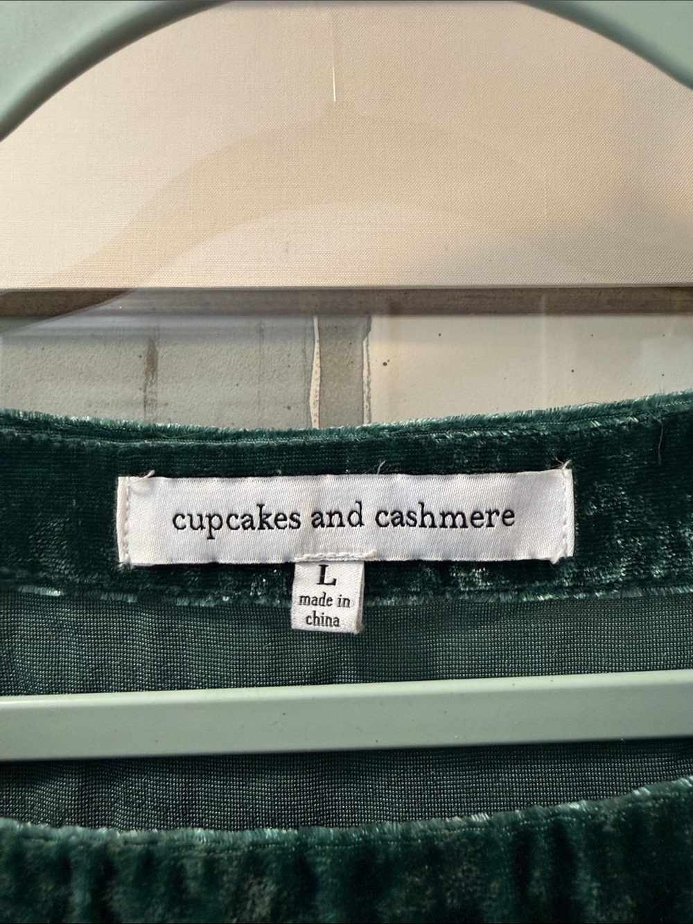cupcakes & cashmere Emerald Green Velvet Scoop Neck Blouse - Picture 2 of 7